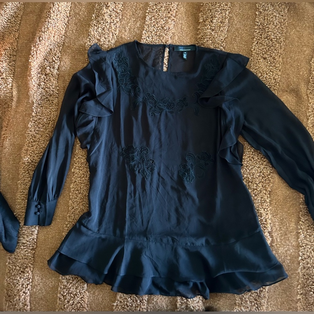 White House Black Market sheer black tunic EUC size 12